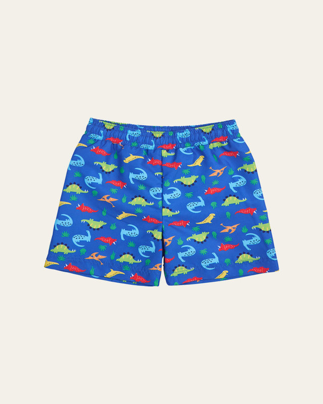 Boy's Dino-Print Swim Shorts, Size 2-4